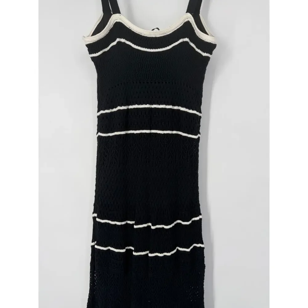 Abercrombie & Fitch Crochet Style Maxi Dress Sleeveless Knit Midi Contrast Trim